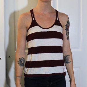 Maroon and White Striped Tank Top